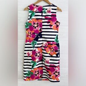 Talbots Size 8 Floral Stripe Sheath Dress | Sleeveless Spring Summer Work Dress